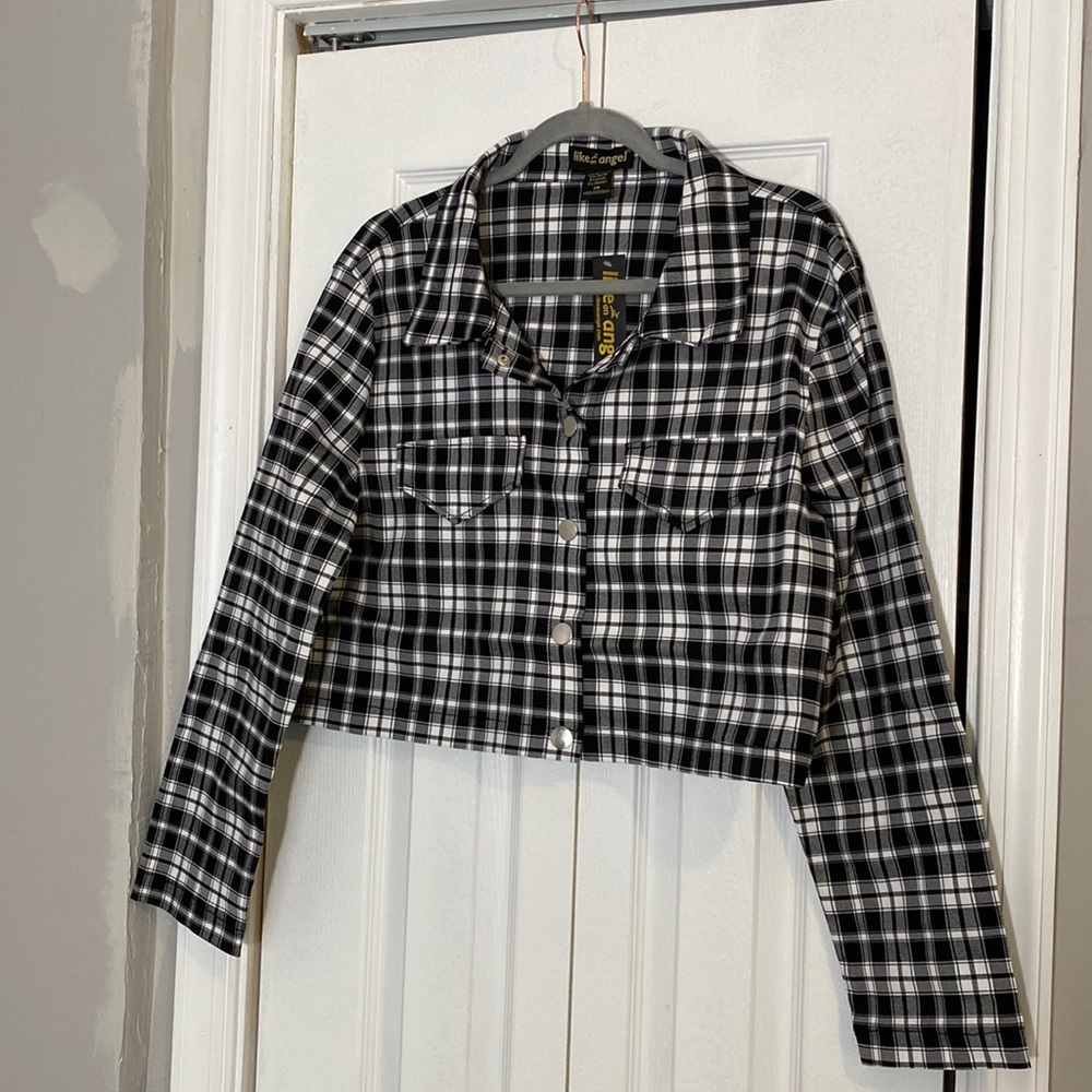 Like An Angel Black Plaid Cropped Jacket